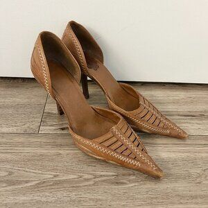 Aldo Vintage Style Leather Woven d'Orsay Pointed Toe Heels Size 8.5
